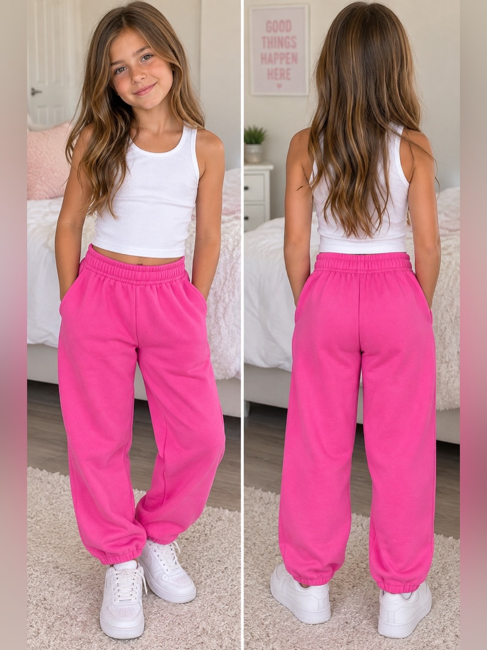 Gap girls L Bright Neon Pink Sweatpants